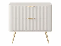Sale Vente-unique Mesita de noche con 2 cajones en y dorado - ELONARIA de Pascal Morabito Beige