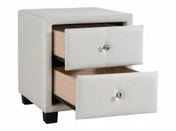 Best Vente-unique Mesita de noche con 2 cajones tela - PICHONIA Marfil