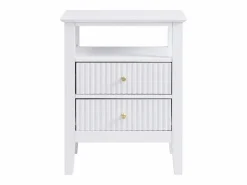 Discount Vente-unique Mesita de noche con 2 cajones y 1 estante de MDF - NIRIVA Blanco