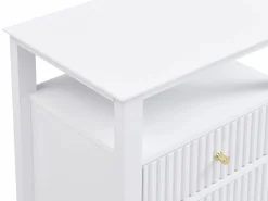 Discount Vente-unique Mesita de noche con 2 cajones y 1 estante de MDF - NIRIVA Blanco