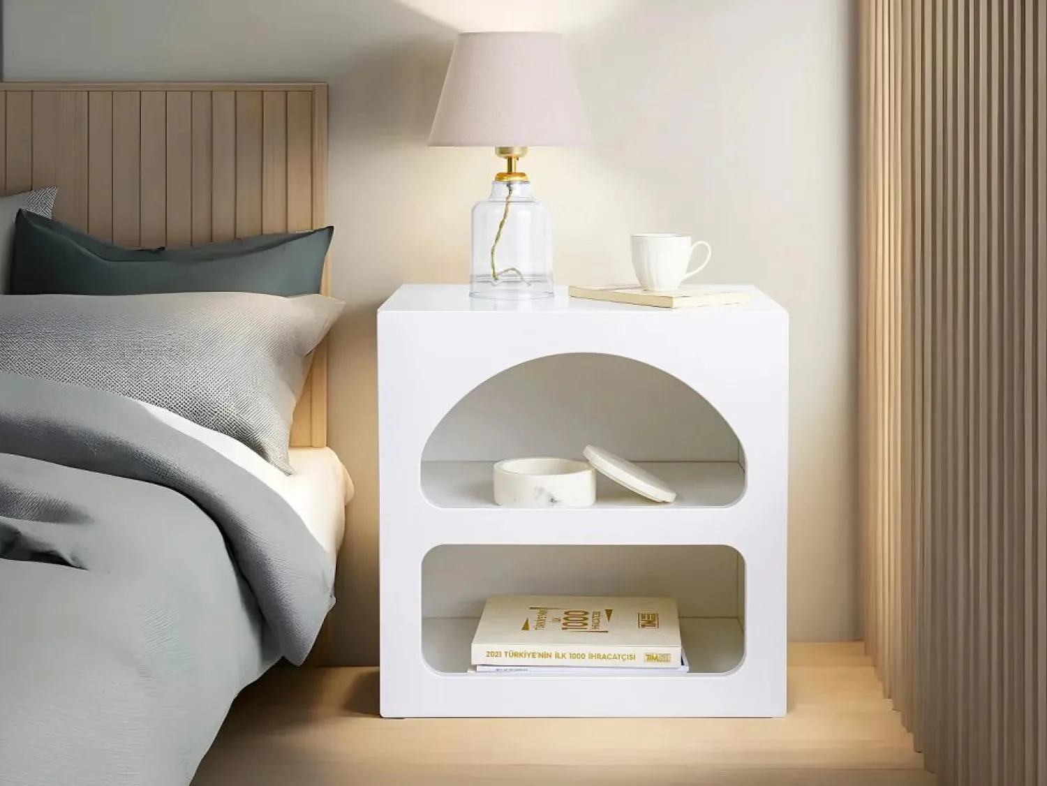 Discount Mesita de noche con compartimentos de almacenaje de color - LUELA Mesita De Noche