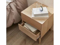Outlet Mesita de noche con efecto madera, 2 cajones madera clara Mesita De Noche
