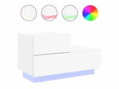Mesita de noche con luces LED blanca 70x36x40,5 cm ES27865
