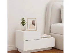 Mesita de noche con luces LED blanca 70x36x40,5 cm ES27865