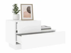 Mesita de noche con luces LED blanca 70x36x40,5 cm ES27865