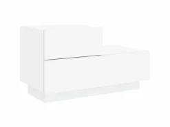 Mesita de noche con luces LED blanca 70x36x40,5 cm ES27865