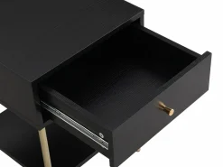 Vente-unique Mesita de noche conjunto de 2 con 1 cajón de MDF y metal en color negro y dorado - MILAVIA Negro / Dorado