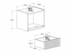 Vente-unique Mesita de noche Conjunto de 2 suspendidas con almacenamiento madera de teca color natural - REVUKA Color natural claro