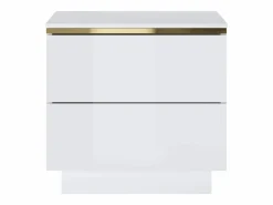 Vente-unique Mesita de noche Conjunto de 2 con 2 cajones brillante y dorado - VUKIA