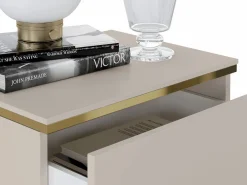 Vente-unique Mesita de noche Conjunto de 2 con 2 cajones y dorado - VUKIA