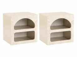 Vente-unique Mesita de noche conjunto de 2 con almacenamiento efecto mármol - LUELA Beige