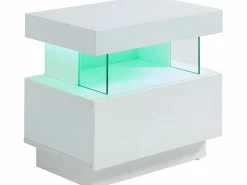 Hot Mesita de noche de 2 piezas con cajón y hueco con LED, MDF lacado - FABIO II Mesita De Noche