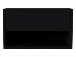 Sale Vente-unique Mesita de noche de pared RITAMI con 1 cajón y 1 estante, color Negro
