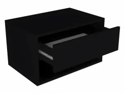 Sale Vente-unique Mesita de noche de pared RITAMI con 1 cajón y 1 estante, color Negro