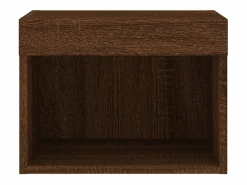 Clicnbuy Mesita de noche de pared con luces LED roble marrón