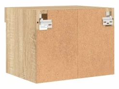 Clicnbuy Mesita de noche de pared con luces LED roble Sonoma