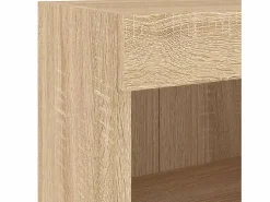 Clicnbuy Mesita de noche de pared con luces LED roble Sonoma