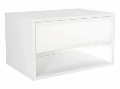 Hot Vente-unique Mesita de noche de pared RITAMI con 1 cajón y 1 estante, color Blanco