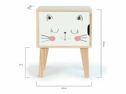 Clearance Mesita de noche de pino infantil con dibujo de gato Muebles Niño