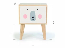 New Mesita de noche de pino infantil con dibujo de oso Muebles Niño