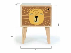 Hot Mesita de noche de pino para niños con dibujo de león. Muebles Niño