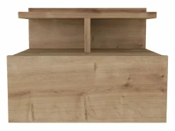 Online Mesita de noche flotante con 1 cajón y 1 estante color natural - AZELNO Mesita De Noche