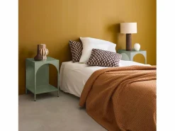 New Sweeek Mesita de noche industrial de metal, set de 2 Verde claro
