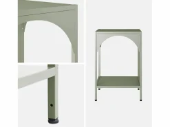 New Sweeek Mesita de noche industrial de metal, set de 2 Verde claro