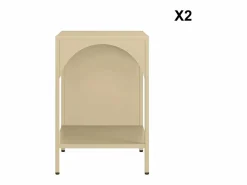 Online Sweeek Mesita de noche industrial de metal, set de 2 Beige