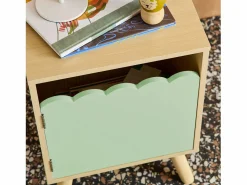 Clearance Sweeek Mesita de noche infantil con patas de madera de pino, 1 puerta Verde