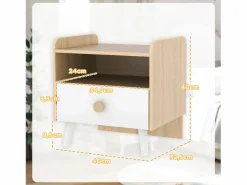 Online Mesita de noche infantil Drácena 1 compartimento + cajón +3A /natural 40x40x32,5 cm Muebles Niño