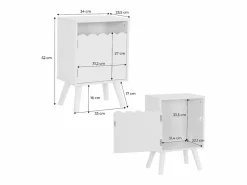 Sweeek Mesita de noche infantil con patas de madera de pino, 1 puerta