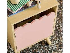 Sweeek Mesita de noche infantil con patas de madera de pino, 1 puerta