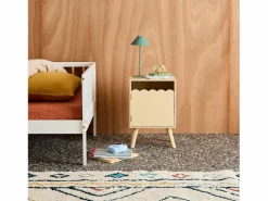 Outlet Mesita de noche infantil con patas de madera de pino, 1 puerta natural Muebles Niño