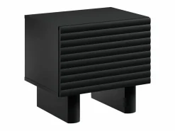 Vente-unique Mesita de noche, juego de 2 con 1 puerta en MDF - LUDIMA Negro