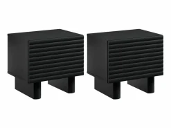 Vente-unique Mesita de noche, juego de 2 con 1 puerta en MDF - LUDIMA Negro