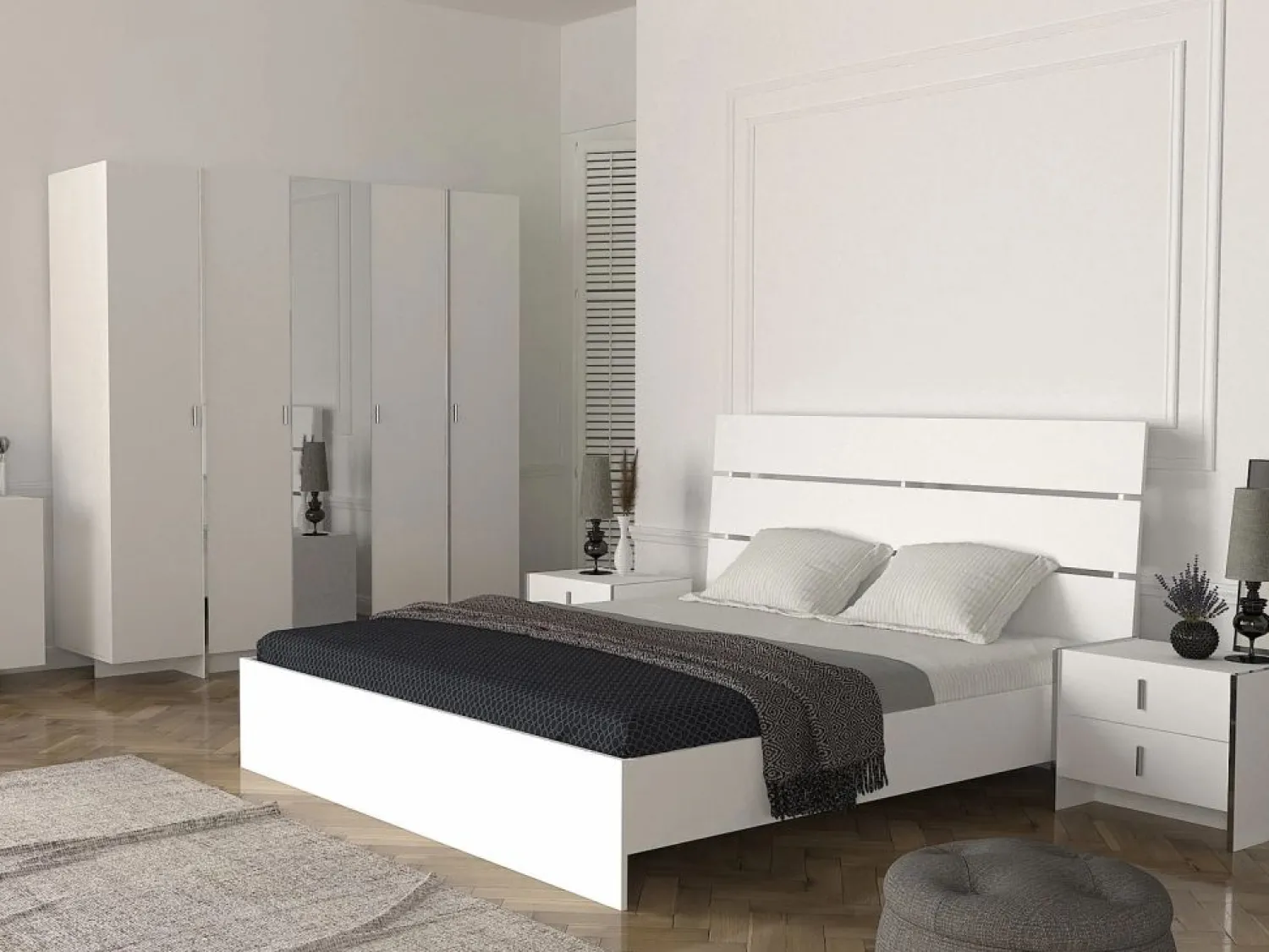 Online Vente-unique Mesita de noche, juego de 2 con 2 cajones, color - CADEBA Blanco