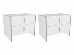 Online Vente-unique Mesita de noche, juego de 2 con 2 cajones, color - CADEBA Blanco
