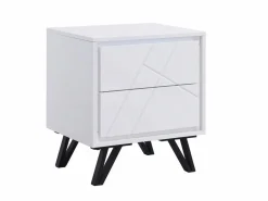 Vente-unique Mesita de noche lote de 2 con 2 cajones y LEDs en MDF lacado - SALIANO