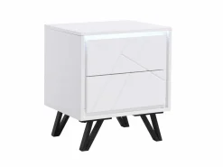 Vente-unique Mesita de noche lote de 2 con 2 cajones y LEDs en MDF lacado - SALIANO