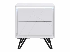 Vente-unique Mesita de noche lote de 2 con 2 cajones y LEDs en MDF lacado - SALIANO