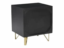 Sale Vente-unique Mesita de noche lote de 2 cajón y hueco madera de mango metal negro y dorado - BELORI Negro / Dorado