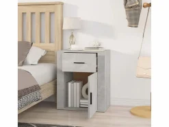Clicnbuy Mesita de noche madera contrachapada hormigón 50x36x60 cm