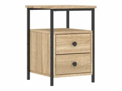 Hot Clicnbuy Mesita de noche madera de ingeniería roble Sonoma 34x35,5x50 cm Marru00f3n