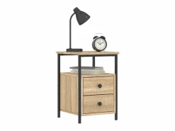 Hot Clicnbuy Mesita de noche madera de ingeniería roble Sonoma 34x35,5x50 cm Marru00f3n