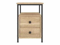 Hot Clicnbuy Mesita de noche madera de ingeniería roble Sonoma 34x35,5x50 cm Marru00f3n