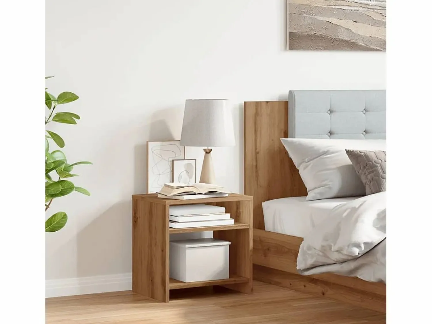 Clearance Clicnbuy Mesita de noche madera de ingeniería roble artisian 40x30x40 cm Marru00f3n