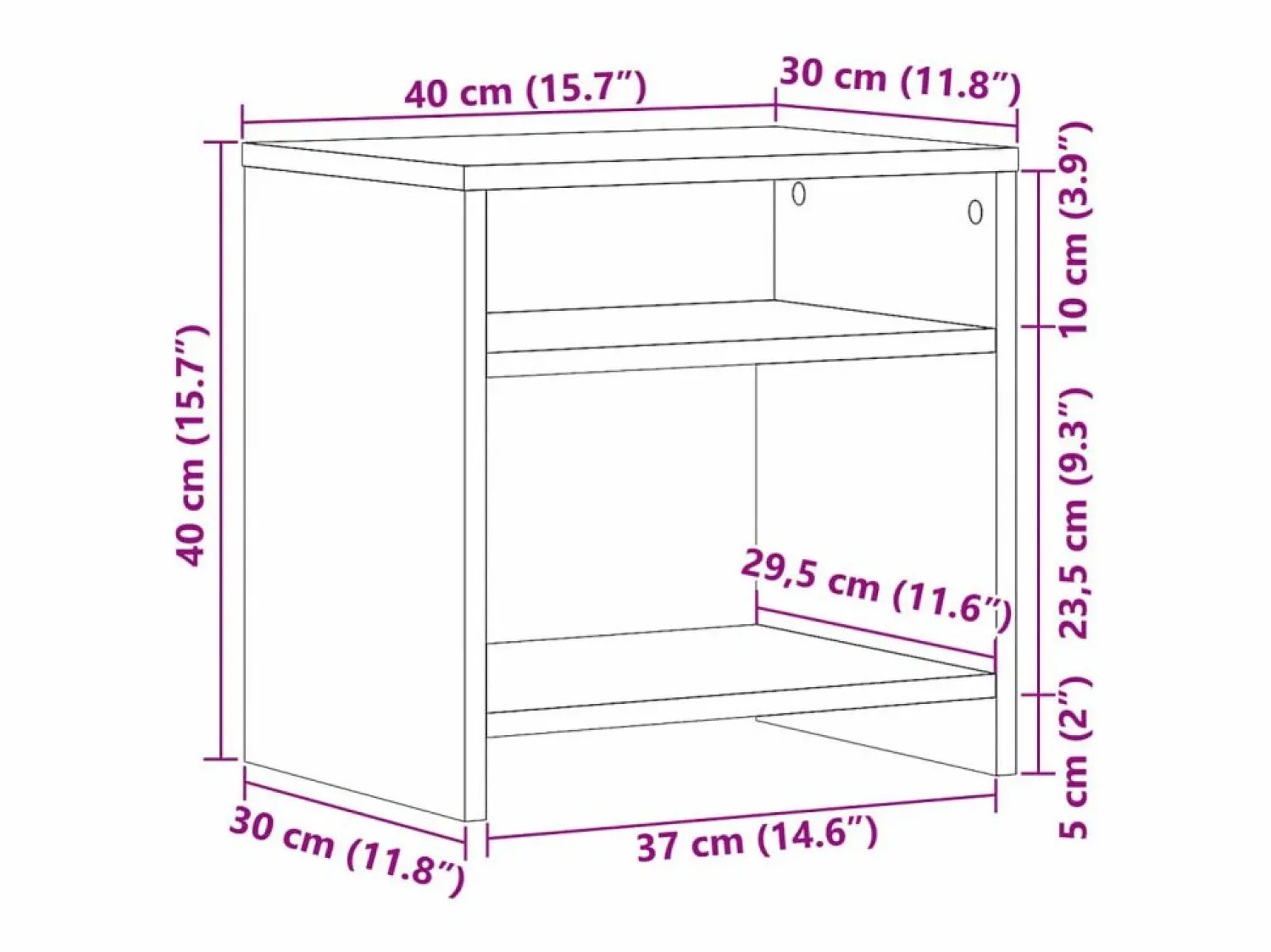 Clearance Clicnbuy Mesita de noche madera de ingeniería roble artisian 40x30x40 cm Marru00f3n