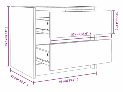 Clicnbuy Mesita de noche madera maciza de pino 40x31x35,5 cm Blanco