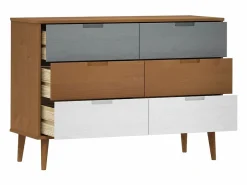 vidaxl Mesita de noche MOLDE madera maciza de pino marrón 113x40x80 cm
